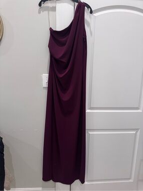 Sachin + Babi Elegant One-Shoulder Draped Evening Dress in Wine